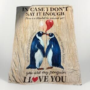 Penguin Love Throw Blanket “You Are My Penguin” Romantic Cozy Throw